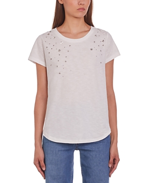 The Kooples Embellished Cotton Tee In White