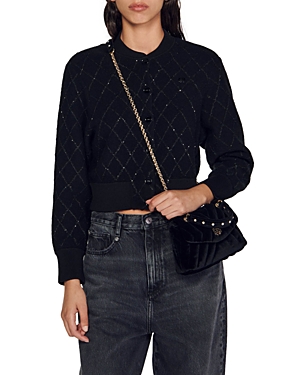 Sandro Cabaret Wool Blend Cardigan In Black