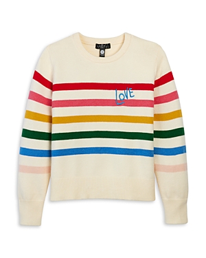 Aqua Girls' Striped Love Sweater, Little Kid, Big Kid - 100% Exclusive In White Multi