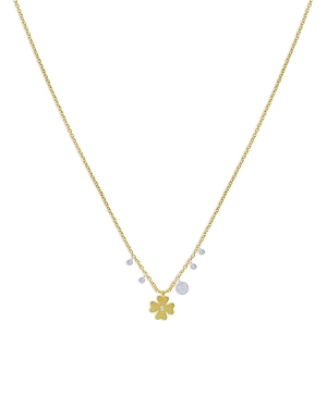 Meira T 14K Yellow & White Gold Diamond Clover Dangle Pendant Necklace, 16-18