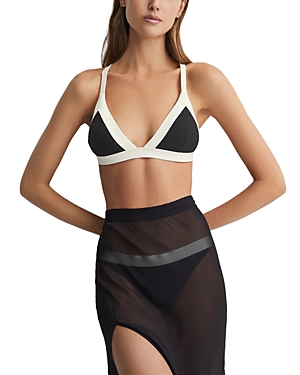 Shop Reiss Aurora Color Block Triangle Bikini Top In Black/white