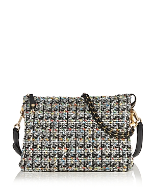 Mz Wallace Crosby Pippa Tweed Large Crossbody Bag In Boucle/silver