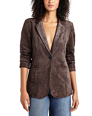 Shop Splendid Faux Leather Blazer In Chocolate