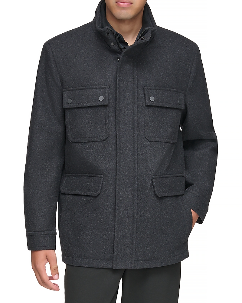 Andrew Marc Dunbar Melton Jacket In Charcoal