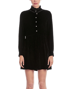 Shop The Kooples Velvet Stand Collar Mini Dress In Black