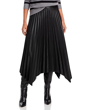 T Tahari Pleated Midi Skirt In Black