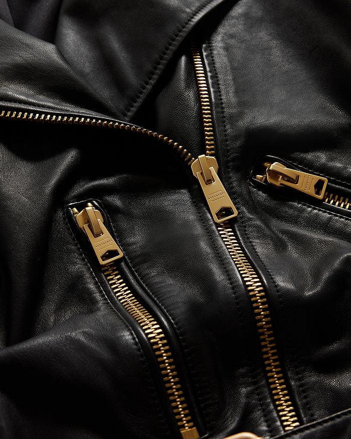 Shop Allsaints Balfern Biker Jacket In Black/gold