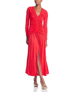 Shop Farm Rio Ruched V Neck Dress In Red