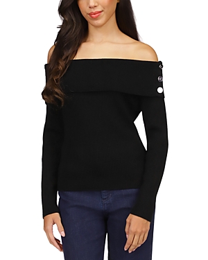 Michael Kors Off-the-shoulder Ribbed Sweater In Black