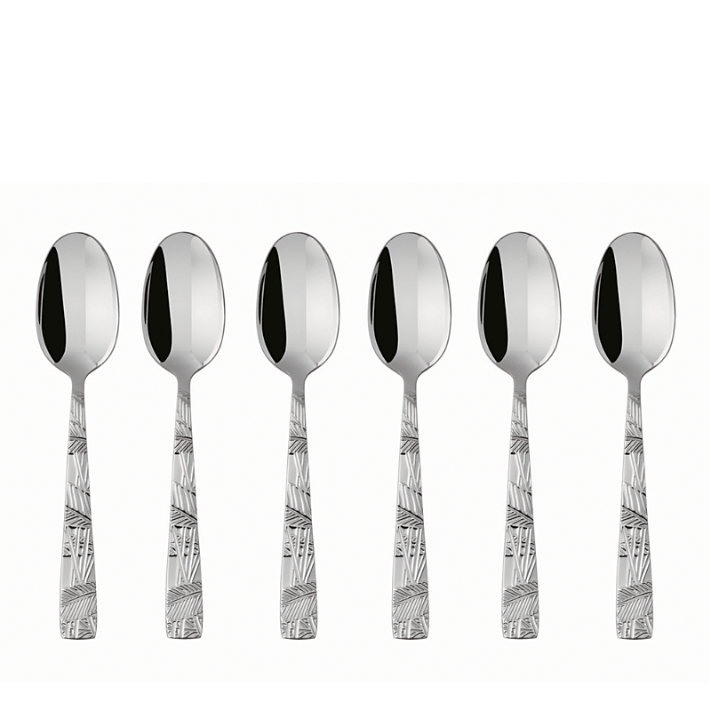 Sambonet Jungle Abstract Foliage Espresso Spoons, Set Of 6 In Silver