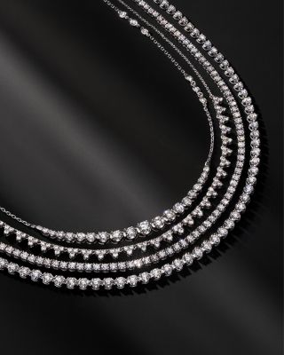 Diamond Tennis Necklace in 14K White Gold, 5.0 tcw