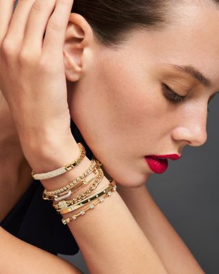 Diamond Flower Cluster Station Bracelet in 14K Yellow Gold, 1.00 ct. t.w. - 100% Exclusive