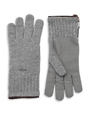 Zegna Oasi Cashmere Gloves In Medium Gray