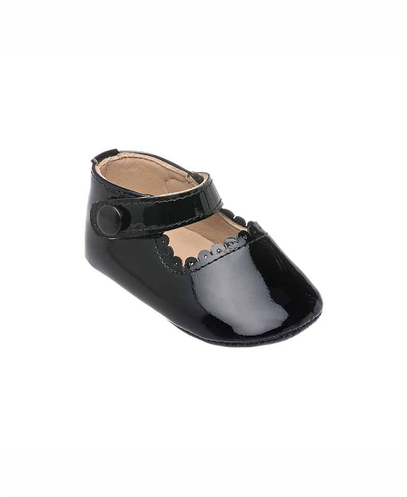 Elephantito Unisex Scalloped Edge Mary Jane - Baby In Patent Black
