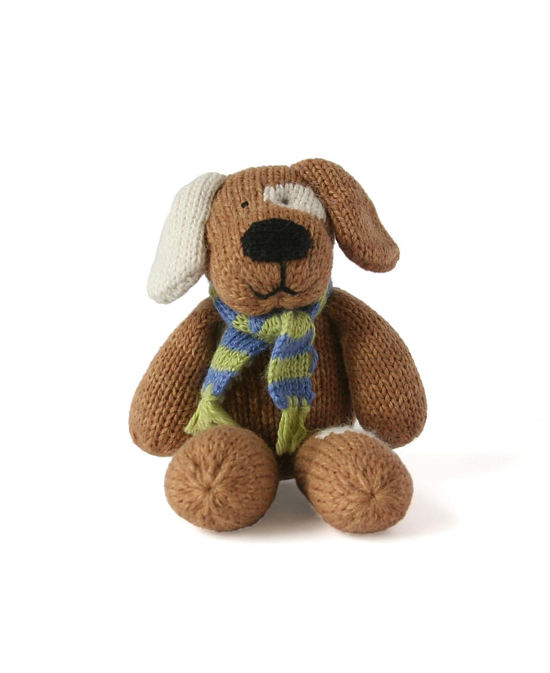 Melange Collection Knit Cotton Brown Spotted Dog With Scarf - Ages 3-4