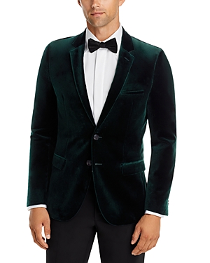 Hugo Arti Extra Slim Fit Velvet Blazer In Dark Green
