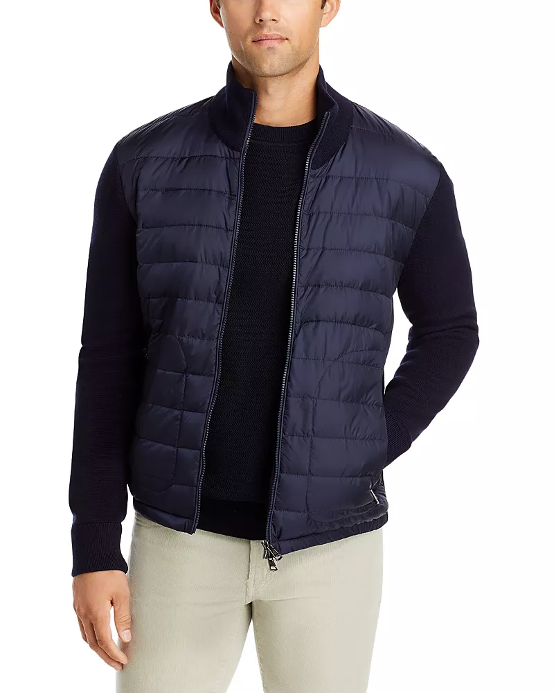Moncler Stand Collar Quilted Cardigan