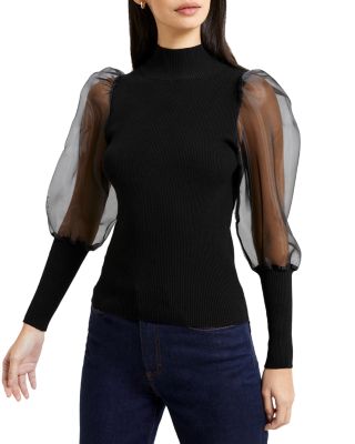 FRENCH CONNECTION - Krista Organza Sleeve Knit Top