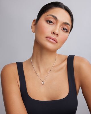 Sterling Silver Caviar Spark Diamond Pendant Necklace, 18&amp;quot;