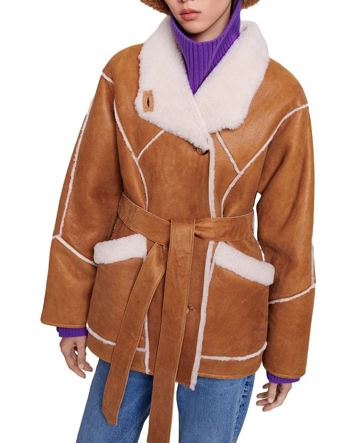 Maje shop shearling coat