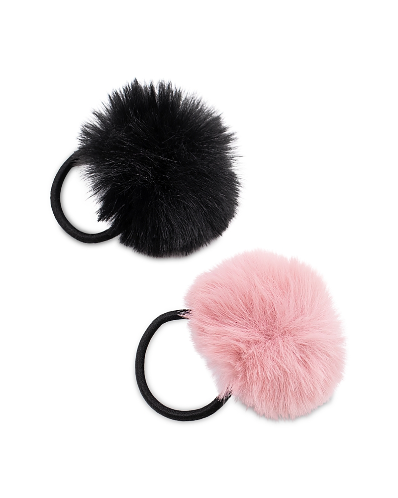 Surell Girls' Faux Rex Pom Hair Elastics