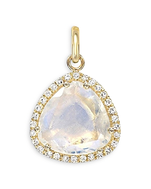 Zoe Lev 14k Yellow Gold Moonstone & Diamond Pendant In White/gold