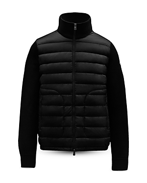 Moncler Stand Collar Quilted Cardigan In Black