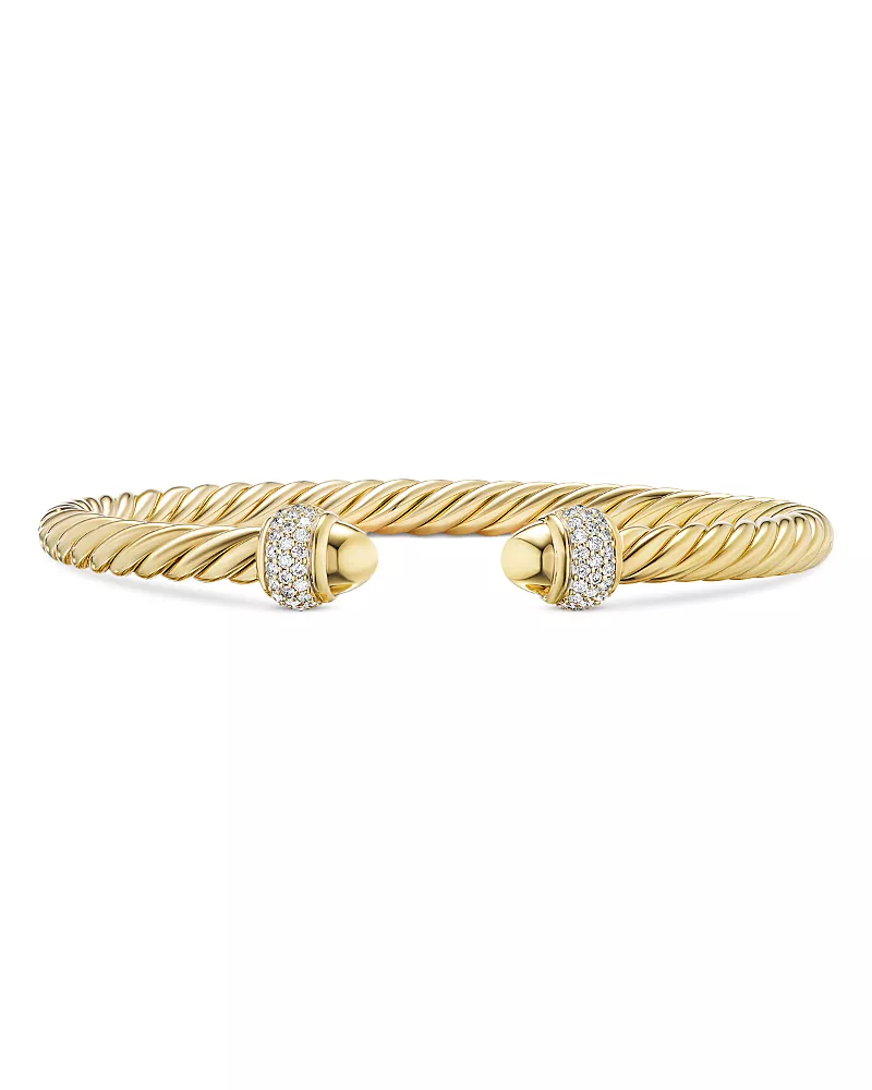 David Yurman Cable Bracelet in 18K Yellow Gold with Diamonds