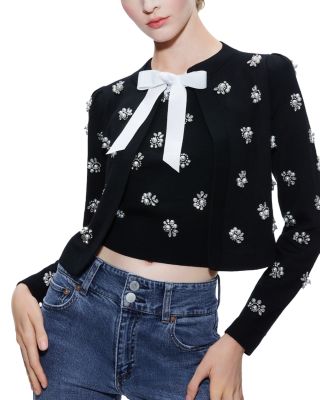 Alice and Olivia - Trina Wool Blend Embellished Cardigan
