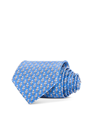 Shop Ferragamo Fish Print Silk Classic Tie In Azzurro