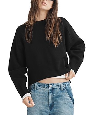 Rag & Bone Bridget Crewneck Wool Blend Crop Sweater In Black
