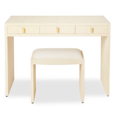 Shagreen Embossed Vanity Table &amp; Stool Set