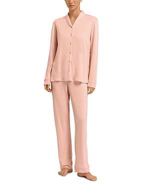 Shop Hanro Natural Comfort Long Sleeve Pajama Set In Blush