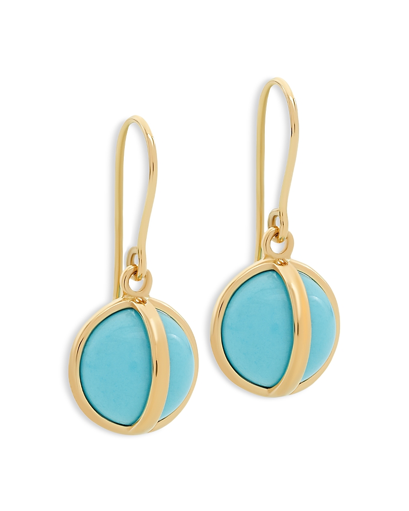 L. Klein 18k Yellow Gold Celeste Turquoise Drop Earrings In Blue/gold