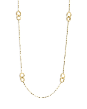 18K Yellow Gold Duetto Interlocking Hammered Link Necklace, 30
