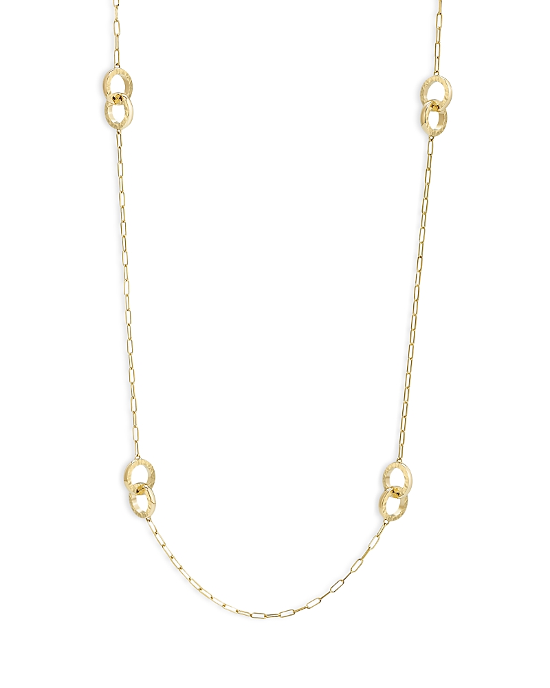 L. Klein Duetto 18k Gold Paperclip Chain Necklace With Hammered Rings In Gold