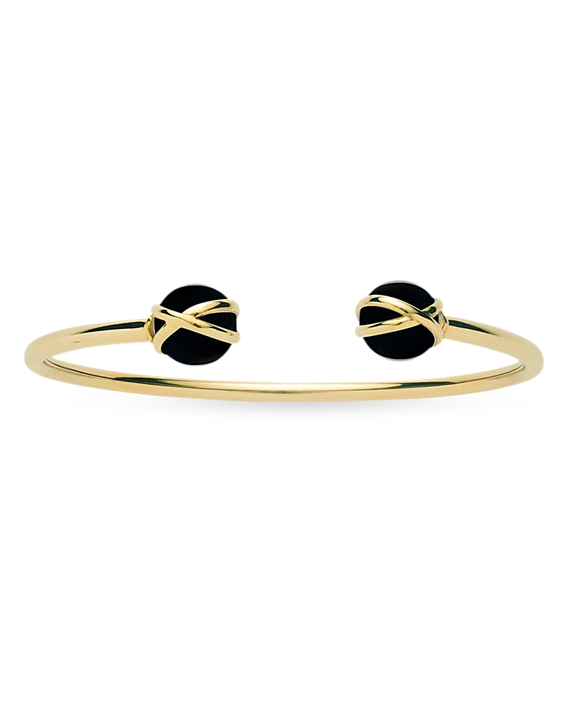 L. Klein Prisma Polished 18k Gold Black Agate Bangle In Black/gold