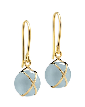 Shop L. Klein 18k Yellow Gold Prisma Aquamarine Crossover Drop Earrings In Blue/gold