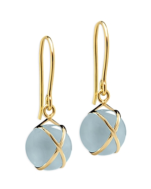 L. Klein Prisma 18k Gold Drop Earrings With Aquamarine In Blue/gold