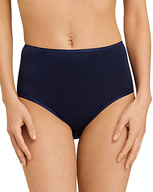Hanro Seamless Cotton Full-cut Briefs In Deep Navy