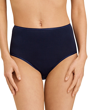 Shop Hanro Cotton Seamless Full Briefs In Deep Navy