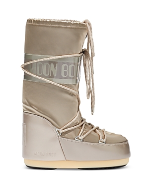 Moon Boot Moonboot Metallic Boots With Lace-up Design In Platino