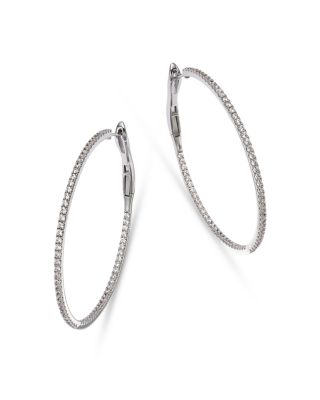 Bloomingdale's Fine Collection - Diamond Inside Out Large Hoop Earrings in 14K White Gold, 3.0 tcw