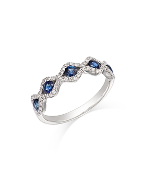 Bloomingdale's Precious Stone & Diamond Wavy Band In 14k White Gold In Blue/white