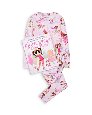 Hatley Girls' Books To Bed Princesses Wear Pants Pajamas & Book Set - Little Kid In Pink