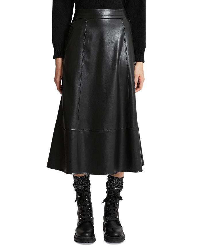 Marella Schizzo Faux Leather Flared Skirt | Bloomingdale's