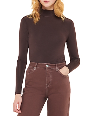 Whistles Slinky High Neck Top In Chocolate