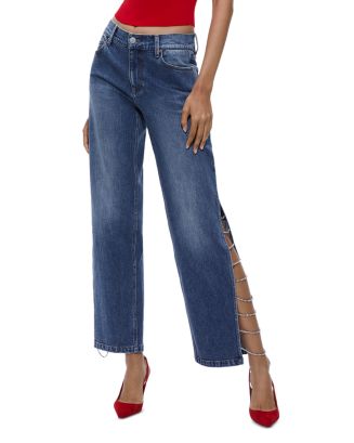 Alice and Olivia Gayle Embellished Flare Jeans in Brooklyn Blue ...