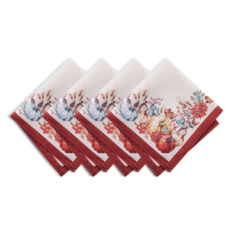 Elrene Home Fashions Botanical Harvest Pumpkin Engineered Napkins, Set Of 4 In Multi