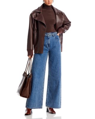 High Rise Wide Leg Belted Jeans in Blue